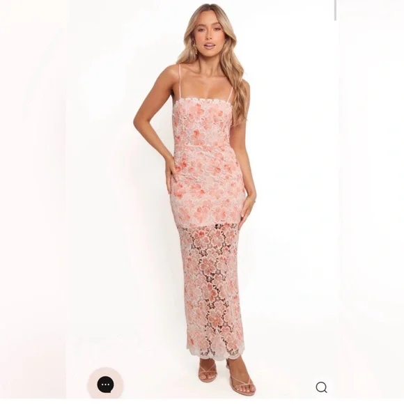 Petal & Pup Peach Floral Lace Maxi Dress - Picture 1 of 9